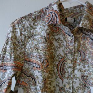 J.Crew Factory 30443 paisley tunic top shirt popover XS 0 2